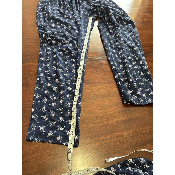 VTG Byer USA Crop Top Pleated Twill Pants Suit Size L Ditsy Floral Cottage 2 PC - Picture 8 of 11